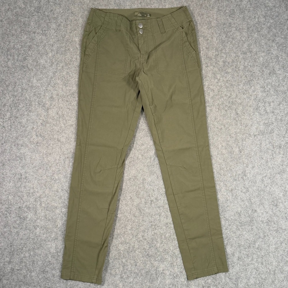 Prana Olive Army Green Kalinda Slim Fit Organic Cotton Pants Women's Size 6